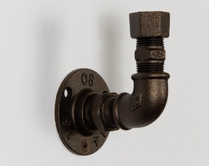 Industrial Pipe Hook | Sand Textured Bronze Steel Hook | Purse Hook | Heavy Duty Wall Hook