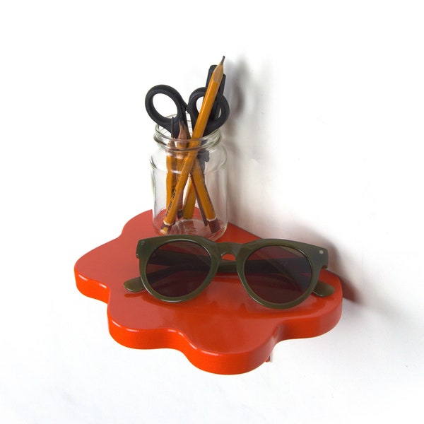 Colorful Shelf - Orange Shelf, Curvy Shelf, Funky Decor, Blob Shelf, Home Decor, Powder Coated Shelf