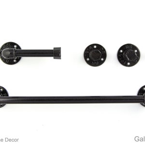Set di 4 accessori da bagno in stile rustico, portasciugamani a tubo, ganci per asciugamani rustici, arredamento rustico, set da bagno