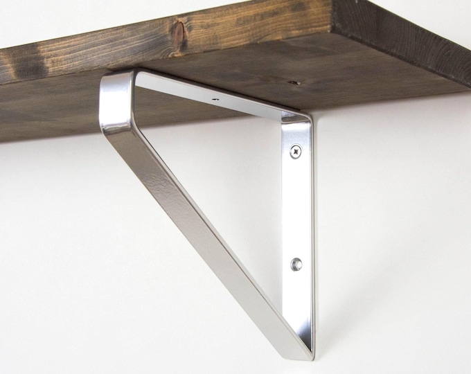 Modern Shelf Bracket - Chrome Color - Shelf Bracket - Shelving - Heavy Duty Bracket - Metal Shelf Bracket