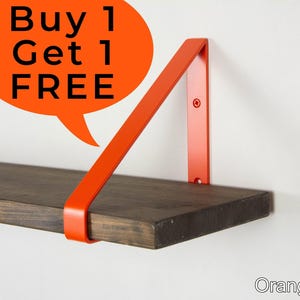 Colorful Shelf Brackets - Color Pictured Orange Matte - Floating Shelf Brackets, Buy One Get One Free Limited Offer