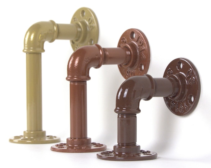 Industrial Shelf - Rustic Shelf Bracket - Pipe Brackets - Pipe Shelf Bracket - Colorful Shelf Bracket