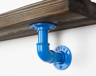 Soportes de estante de tubo / Soporte de estante de acero / Decoración Steampunk / Soportes de estante rústicos / Para estantes industriales