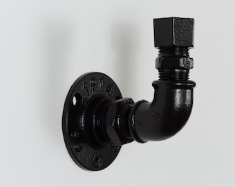 Heavy Duty Hook | Black Matte Industrial Pipe Hook | Modern Hook | Rustic Coat Hook | Wall Hanger