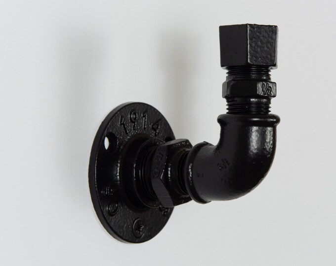 Heavy Duty Hook | Black Matte Industrial Pipe Hook | Modern Hook | Rustic Coat Hook | Wall Hanger