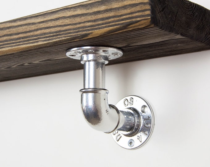 Pipe Shelf Brackets | Steel Shelf Bracket | Steampunk Decor | Rustic Shelf Brackets | For Industrial Shelves