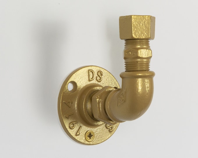 Industrial Coat Hook | Champagne Gold Pipe Hook | Purse Hook | Steel Hook | Steampunk Decor