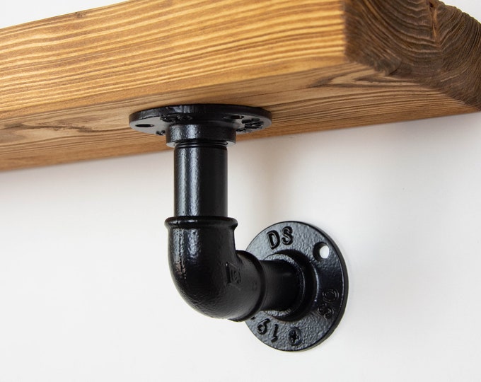 Pipe Shelf Brackets | Steel Shelf Bracket | Steampunk Decor | Rustic Shelf Brackets | For Industrial Shelves