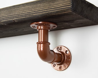 Soportes de estante de tubo / Soporte de estante de acero / Decoración Steampunk / Soportes de estante rústicos / Para estantes industriales