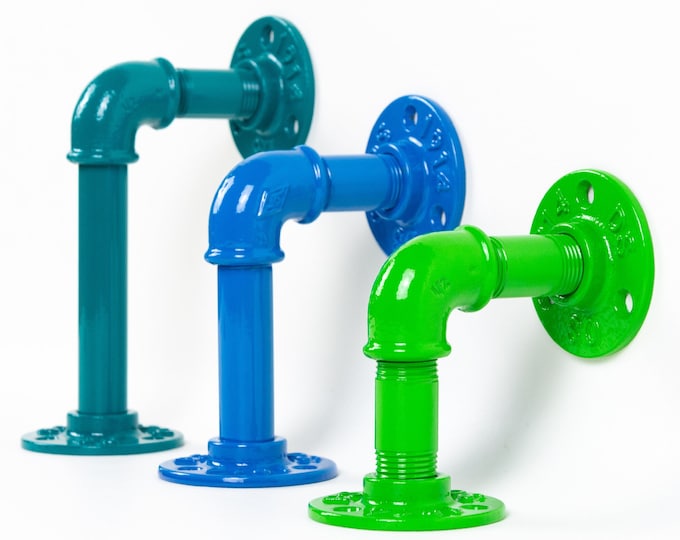 Industrial Shelf - Rustic Shelf Bracket - Pipe Brackets - Pipe Shelf Bracket - Colorful Shelf Bracket