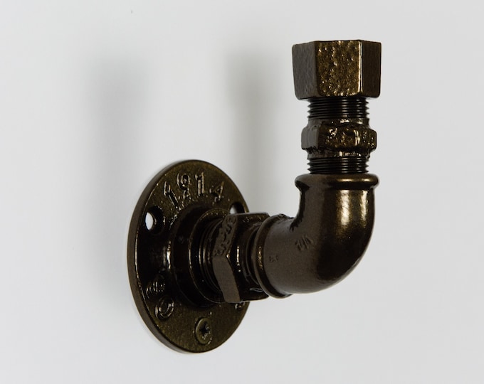 Rustic Pipe Hook | Oil Rubbed Bronze Industrial Pipe Hook | Purse Hook | Pipe Hat Hook | Steel Hook