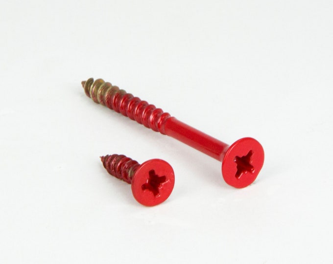 Wood Screws, Flat Head Screws, Mounting Screws, Fasteners, Screws For Wood, Colorful Screws, Red Gloss Screws