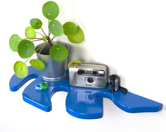 Wall Plant Shelf - Blue Shelf For Plants, Aesthetic Room Decor, Eclectic Decor, Wall Art, Colorful Decor