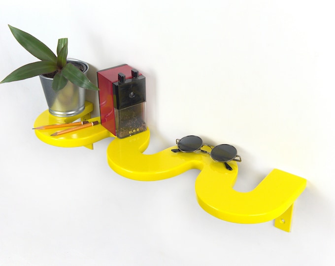 Wall Shelf - Yellow Colorful Shelf, Boho Decor, Wall Art, Curved Shelf, Eclectic Decor