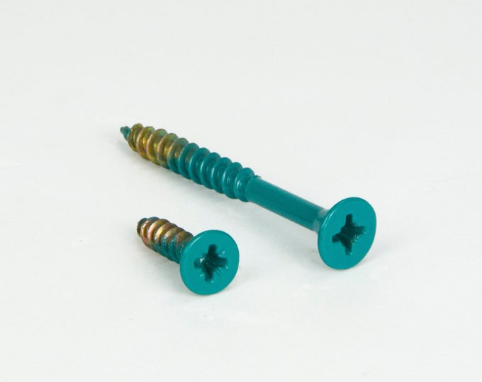 Colorful Screws, Wood Screws, Flat Head Screws, Mounting Screws, Fasteners, Screws For Wood, Turquoise Screws