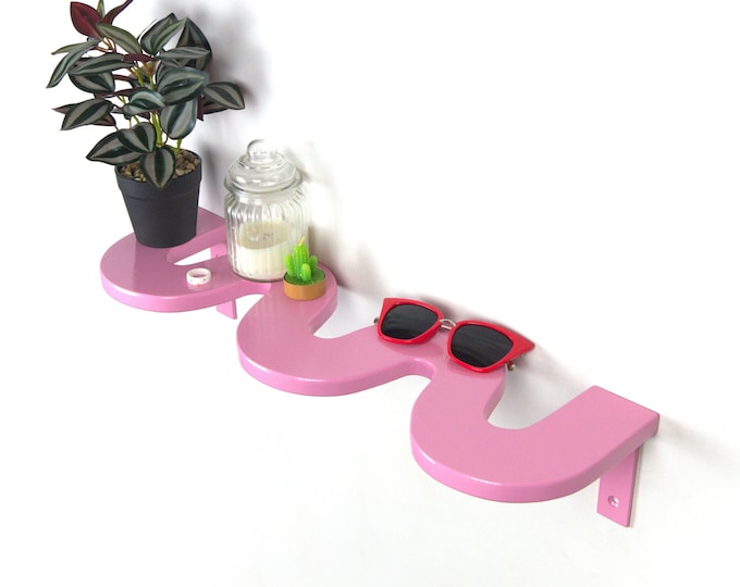 Squiggle Shelf - Pastel Pink Shelf, Funky Decor, Danish Pastel, Aesthetic Shelf, Colorful Decor