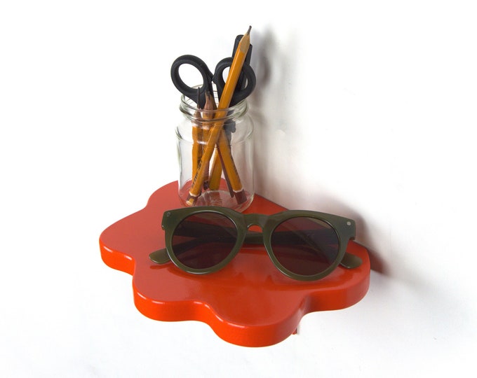 Colorful Shelf - Orange Shelf, Curvy Shelf, Funky Decor, Blob Shelf, Home Decor, Powder Coated Shelf