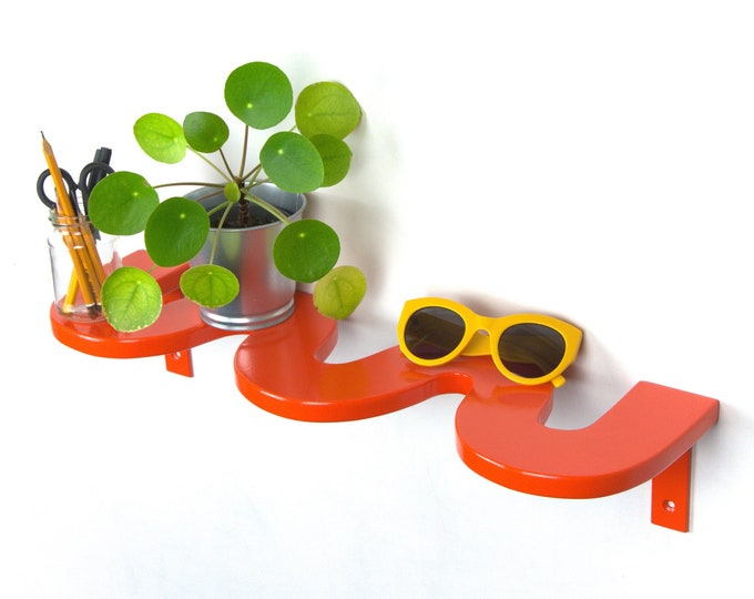 Squiggle Shelf - Orange Shelf, Curvy Shelf, Maximalist, Colorful Decor, Aesthetic Home Decor