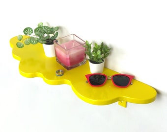 Wall Mounted Shelf - Yellow Shelf, Book Shelf, Floating Shelf, Wall Decor, Aesthetic Home Decor