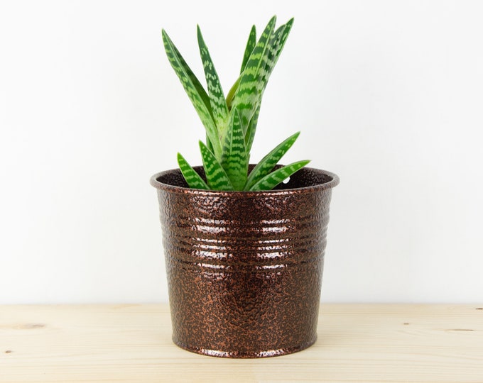 Plant Pot - Metal Plant Pot - Antique Copper Color - Plant Holder - Home Decor - Metal Planter - Metal Bucket