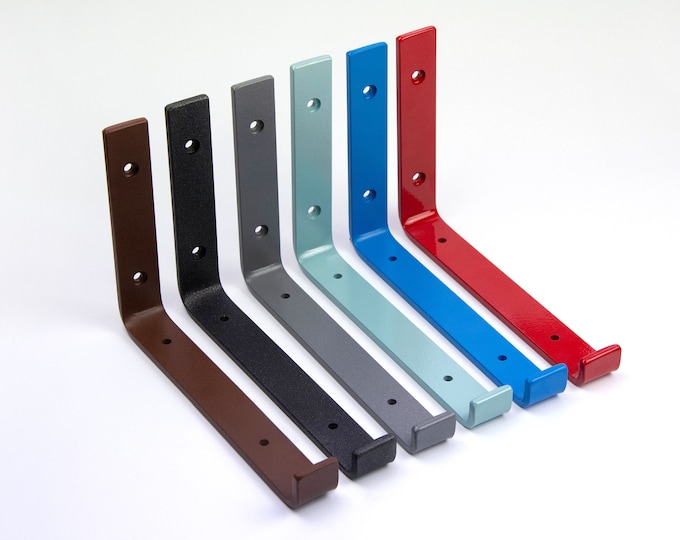Open Shelving Brackets - Newest J Design - Metal Shelf Brackets - Steel Brackets - Choose From 60+ Colors