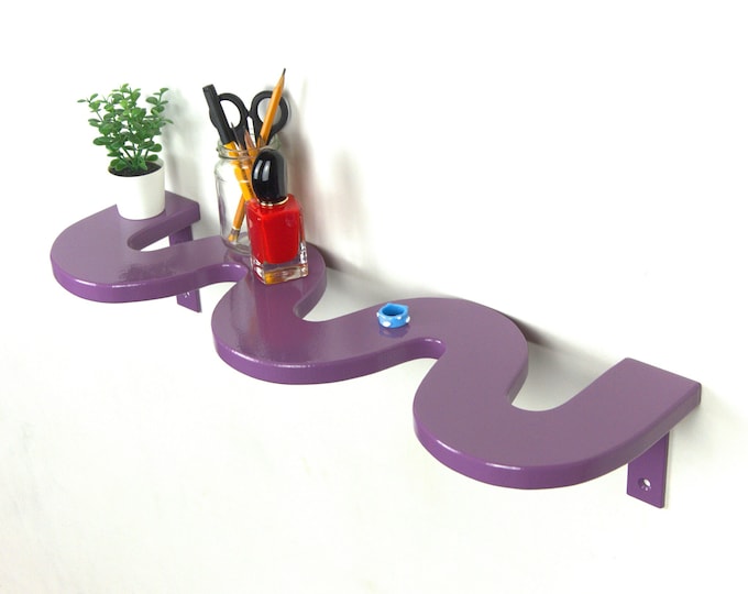 Colorful Squiggle Shelf - Wall Art, Home Decor, Danish Pastel, Aesthetic Decor, Bohemian Decor, Wavy Shelf