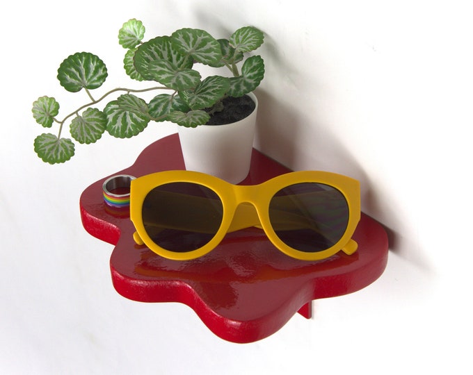 Aesthetic Shelf - Red Shelf, Maximalist Decor, Plant Shelf, Blob Shelf, Wall Shelf, Powder Coated Shelf