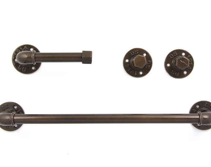 Pipe Bathroom Set 4pcs, Pipe Towel Rack, Toilet Roll Holder, Towel Hook, Wall Hook, Industrial Bathroom, Home Organization