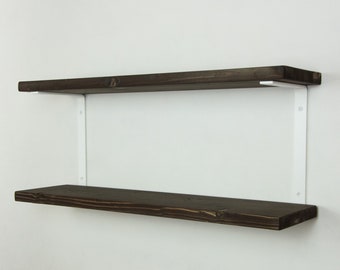 Shelf Brackets With Shelves - White Matte - Shelving Unit - Industrial Shelf Brackets -  Double Wall Mounted Shelf Brackets