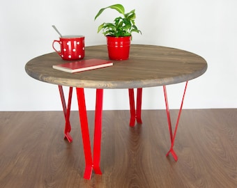 Coffee Table Legs, Metal Table Legs, End Table Legs, Steel Table Legs, Round Table Legs, Red Gloss Color