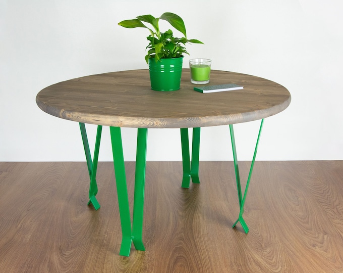 Metal Table Legs, Coffee Table Legs, End Table Legs, Steel Table Legs, Round Table Legs, Dark Green Gloss Color