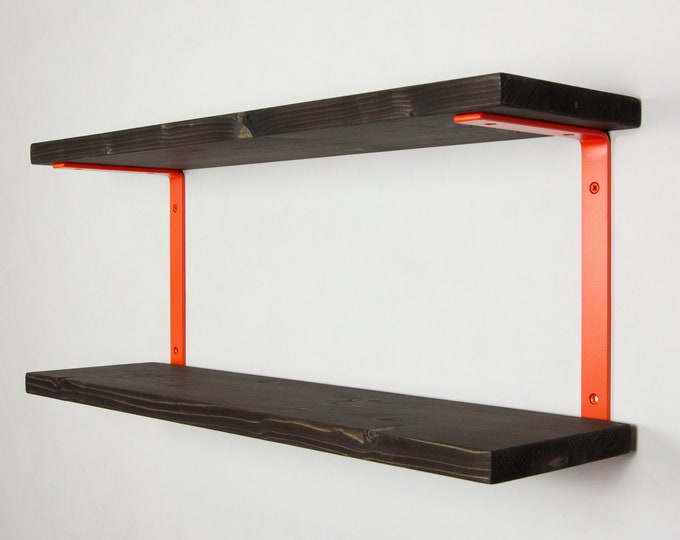 Shelf Brackets With Shelves - Orange Matte Color - Floating Shelf Brackets - Floating Shelves - Colorful Shelf Brackets