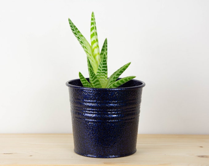Plant Pot - Metal Plant Pot - Antique Blue Color - Plant Holder - Home Decor - Metal Planter - Metal Bucket