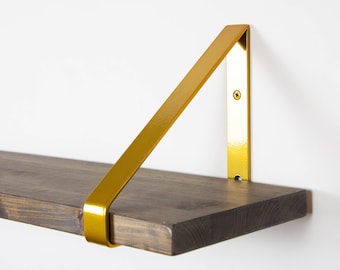 Modern Shelf Bracket - Candy Gold Color - Shelf Bracket - Heavy Duty Bracket - Metal Bracket - Shelving