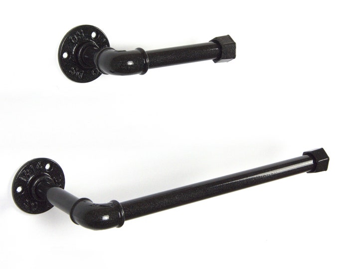 Toilet Tissue Holder, Paper Towel Holder, Towel Rack, Steampunk Bathroom, Bathroom Decor, Color Pictured Galaxy Black