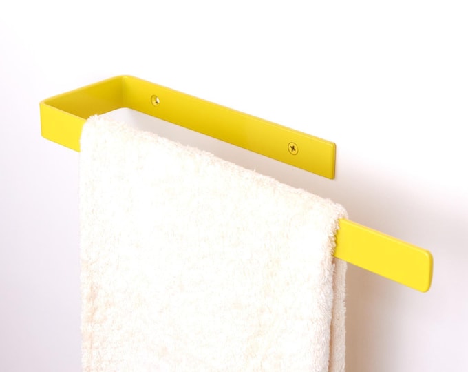 Vibrant Towel Holder Rack Bright Wall Hanger for Towel, Bath Accessories Ideal for Home, Color Pictured - Yellow Gloss