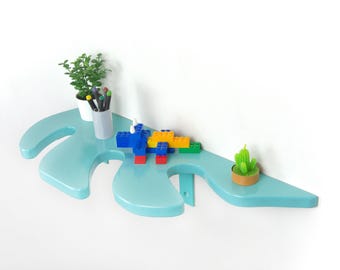 Estante curvo - Estante azul claro, adornos de pared, decoración del hogar, estante de pared, pastel danés, estante pastel