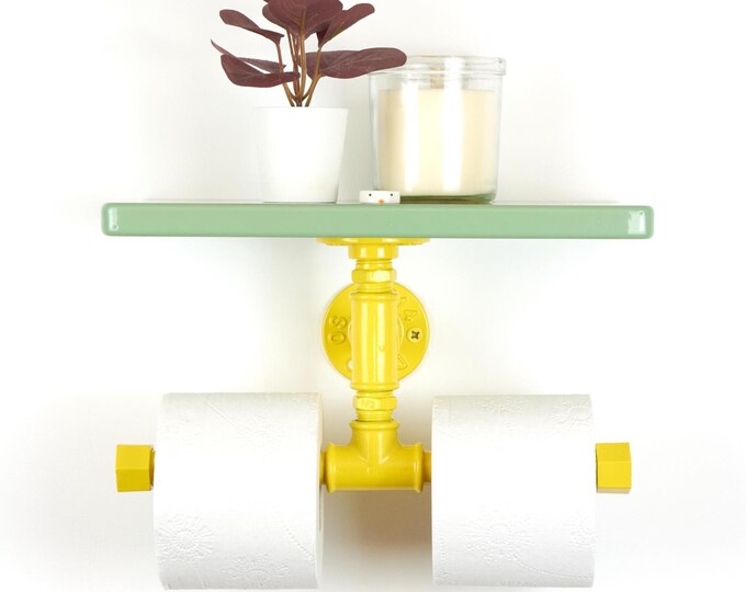 Double Toilet Paper Holder with Shelf – Colorful Bathroom Organizer for Storage & Decor – Practical Gift for Home, Choose Your Color