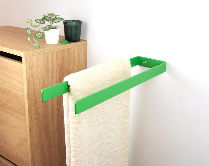 Double Towel Hanger - Durable Wall Mounted Bathroom Organizer, Practical Wall Towel Rack, Color Pictured - Green Gloss