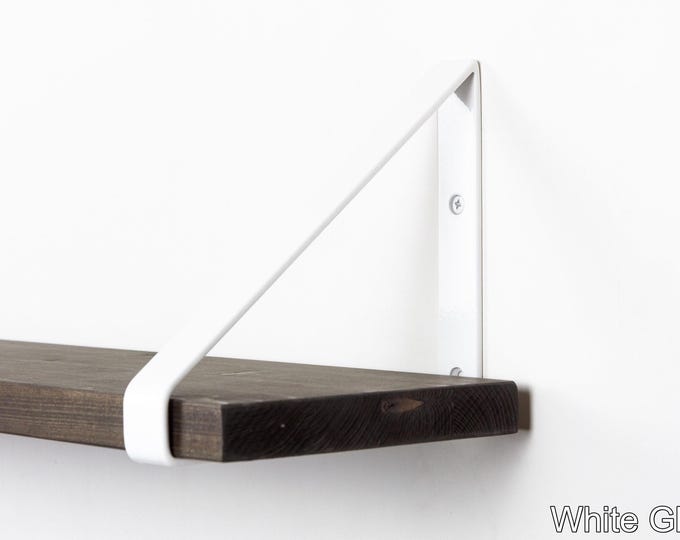 Metal Hanging Shelf Bracket - Color Pictured White Gloss - Open Shelving - Heavy Duty Bracket - Shelf Support