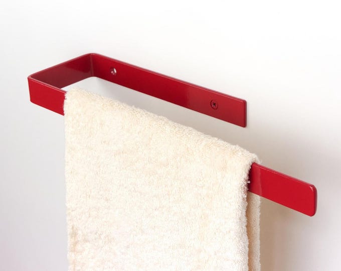 Vibrant Towel Holder Rack Stylish Wall Mount for Towel Storage, Colorful Bathroom Decor, Color Pictured - Red Gloss
