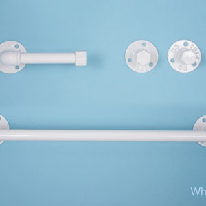 Set di 4 accessori da bagno in stile rustico, portasciugamani a forma di tubo, ganci per asciugamani rustici, arredamento rustico, set da bagno con tubi