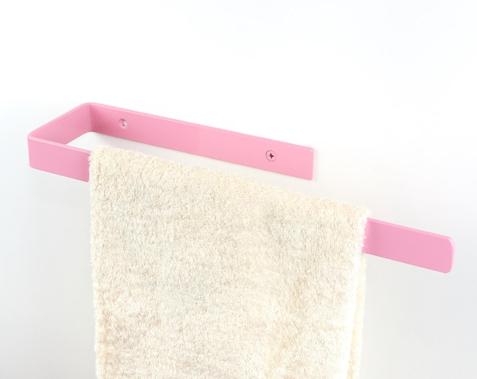Towel Hanger, Elegant Metal Bathroom Rack for Towel Storage and Organization, Color Pictured - Pastel Pink