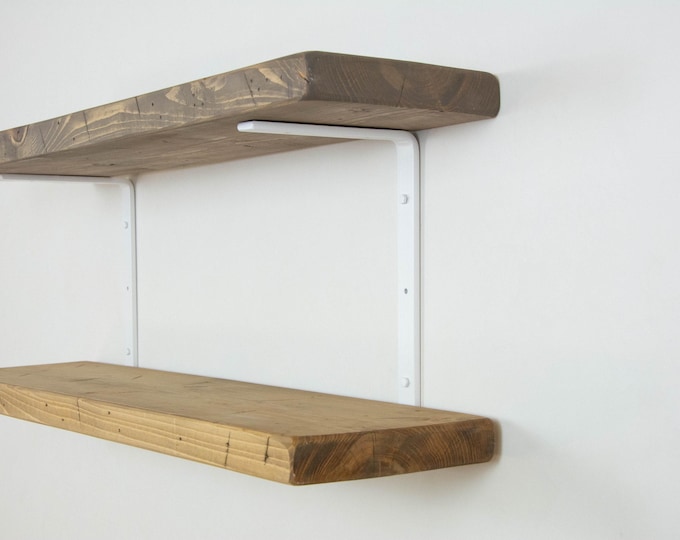 Double Shelf Steel Brackets, Powder Coated Newest U/C Shape Design - Heavy Duty Bracket, Double Shelving, Organization, Hardware Included