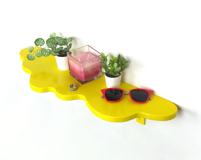 Wall Mounted Shelf - Yellow Shelf, Book Shelf, Floating Shelf, Wall Decor, Aesthetic Home Decor