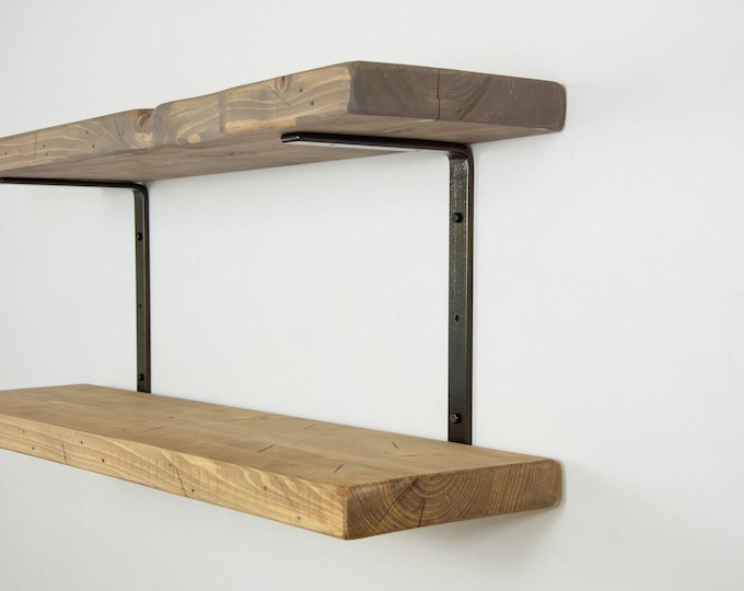 Double Shelf Steel Brackets, Powder Coated Newest U/C Shape Design - Heavy Duty Bracket, Double Shelving, Organization, Hardware Included