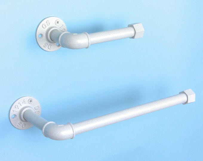 Toilet Roll Holder, Paper Towel Holder, Towel Rack, Urban Decor, Space Saver, Color Pictured Antique White Gold