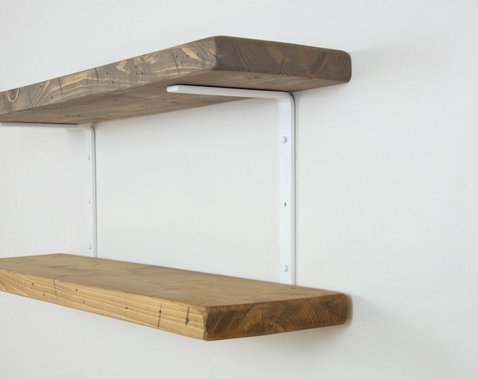 Double Shelf Steel Brackets, Powder Coated Newest U/C Shape Design - Heavy Duty Bracket, Double Shelving, Organization, Hardware Included