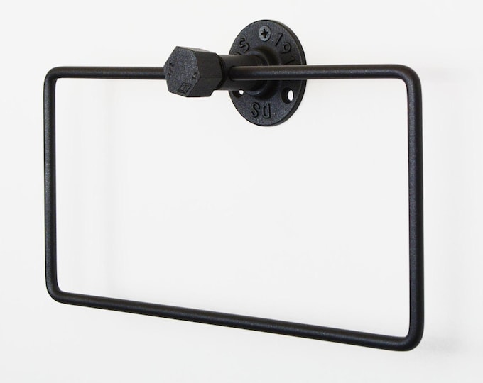 Hand Towel Holder, Stylish Sand Textured Black Swing Towel Rack, Great for Everyday Use, Thoughtful Gift for New Home Owners