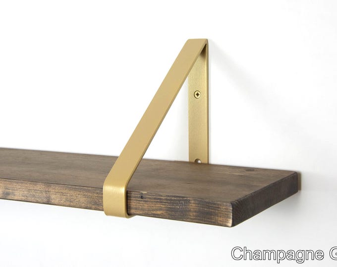 Handmade Metal Shelf Bracket - Color Pictured Champagne Gold - Triangle Bracket for Home Storage Solutions